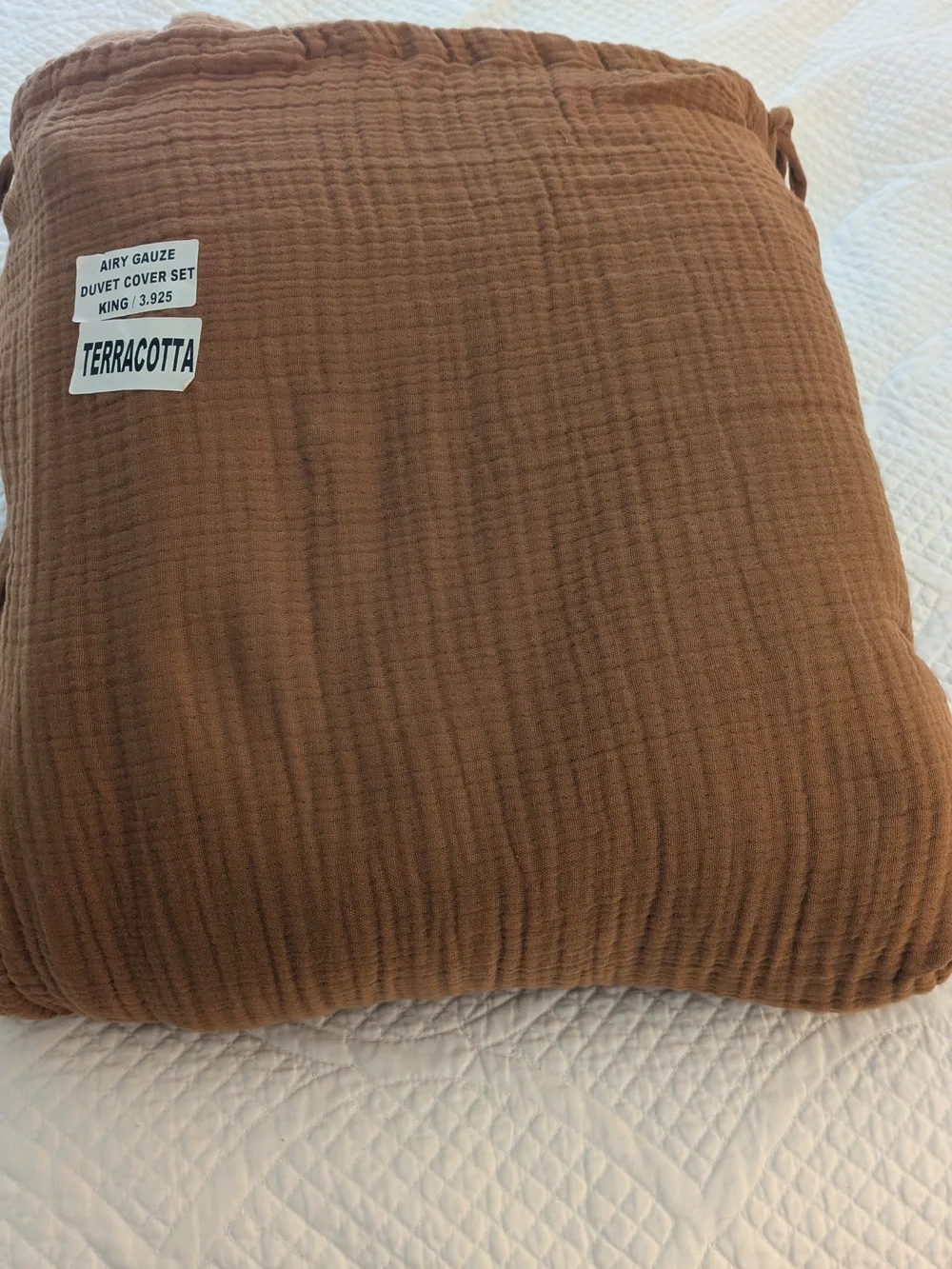 Quince Cotton Gauze Comforter Set in Terracotta King/Cal King